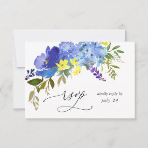 Blauer Lila und gelber Blütenboden UAWG RSVP Karte