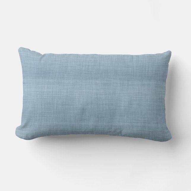Blauer Linen Textur Lumbar Kissen (Vorderseite)