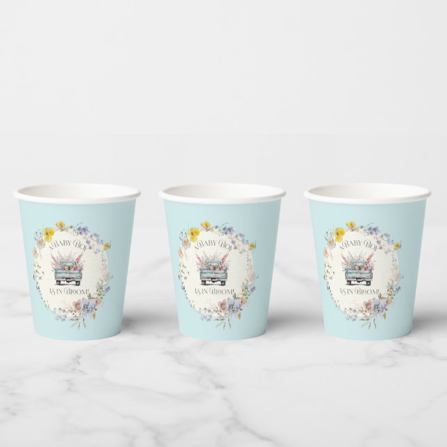Blauer Lkw Baby Boy in Bloom Paper Cups Pappbecher (Multi)