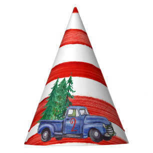 Blauer LKW-Hut - roter Streifen - Editable Alter Partyhütchen