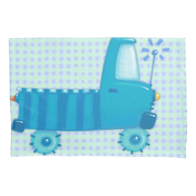 Blauer LKW Kissenbezug (Vorderseite-Links)