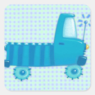 Blauer LKW Quadratischer Aufkleber