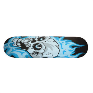 Blauer lodernder Schädel Skateboard