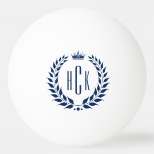 Blauer Lorbeerkranz mit individuellem Monogramm Tischtennisball