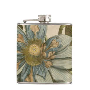 Blauer Lotos-Blume auf TAN-Hintergrund mit Flachmann