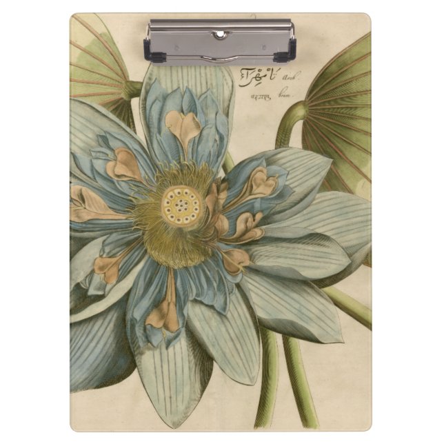 Blauer Lotos-Blume auf TAN-Hintergrund mit Klemmbrett (Vorderseite)