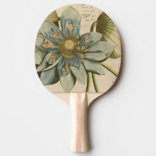 Blauer Lotos-Blume auf TAN-Hintergrund mit Tischtennis Schläger