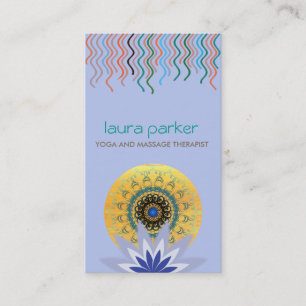 Blauer Lotos-Blumen-Logo-Yoga-Damast-heilende Visitenkarte