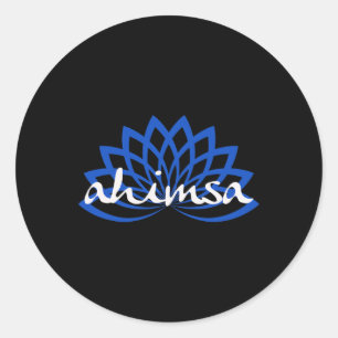 Blauer Lotus Ahimsa Runder Aufkleber