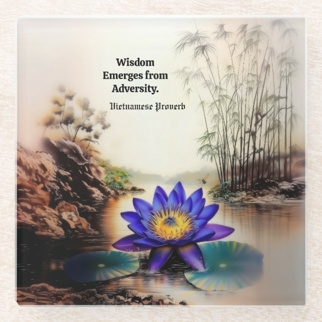 Blauer Lotus aus Muddy Waters (Vietnamesisch) Glasuntersetzer (Vorderseite)