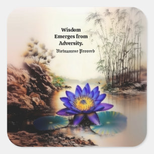 Blauer Lotus aus Muddy Waters (Vietnamesisch) Quadratischer Aufkleber