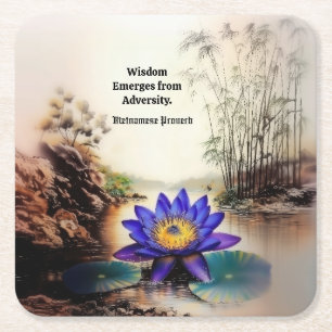 Blauer Lotus aus Muddy Waters (Vietnamesisch) Rechteckiger Pappuntersetzer