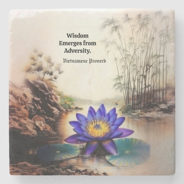 Blauer Lotus aus Muddy Waters (Vietnamesisch) Steinuntersetzer (Vorderseite)