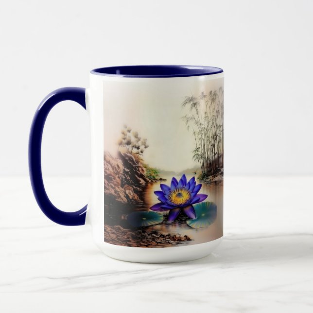 Blauer Lotus aus Muddy Waters (Vietnamesisch) Tasse (Links)