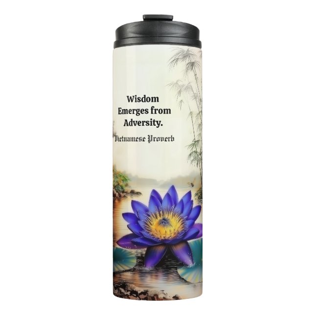 Blauer Lotus aus Muddy Waters (Vietnamesisch) Thermosbecher (Vorderseite)