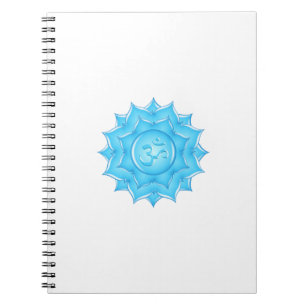 Blauer Lotus Blume Om Symbol Zeichnend Notizblock