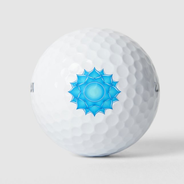 Blauer Lotus-Blume Zeichnend Golfball (Vorderseite)