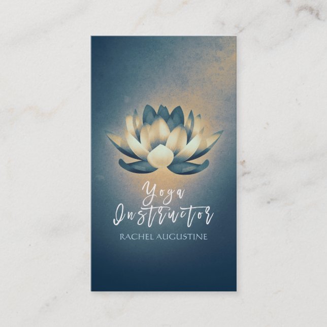 Blauer Lotus und OM Symbol Yoga Instructor Visitenkarte (Vorderseite)