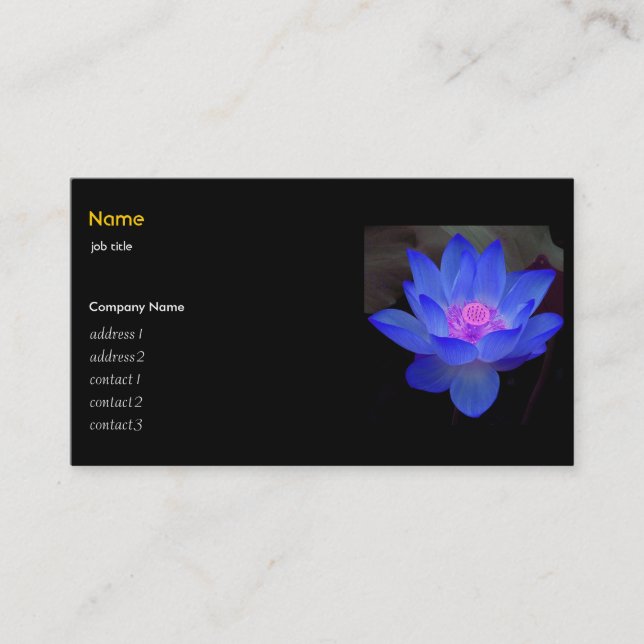 Blauer Lotus, Wasserlilie Visitenkarte (Vorderseite)