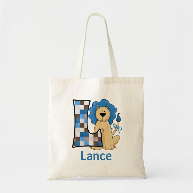 Blauer Löwe für Boy's Monogram L Tragetasche (Vorne)