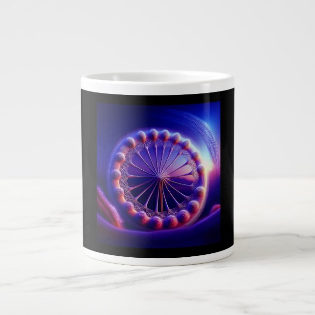 Blauer Löwenzahn-Fraktal Jumbo-Tasse (Vorderseite)