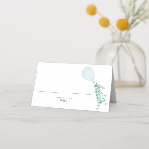 Blauer Luftballon-Baby-Empfangs-Karten Platzkarte