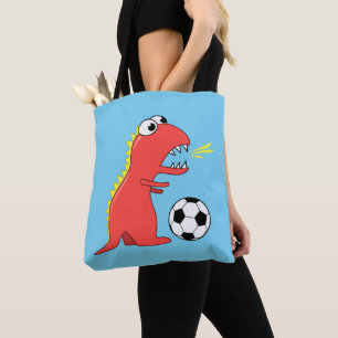 Blauer lustiger Cartoon-Dinosaurier-Fußball Tasche
