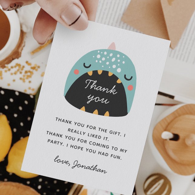 Blauer lustiger Dinosaurier. Dino Baby / Kindergeb Dankeskarte (Von Creator hochgeladen)