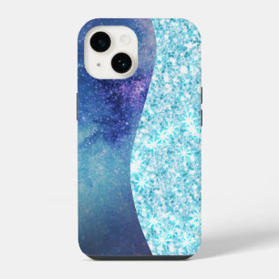 Blauer Luxus moderner Gradient Galaxie Glitter Ste iPhone 14 Hülle