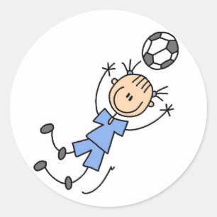 Blauer Mädchen-Fußball-Aufkleber Runder Aufkleber