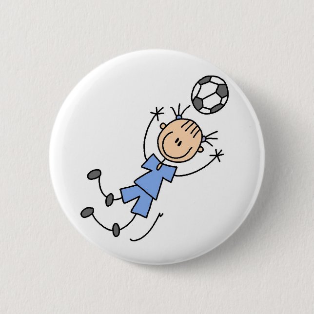 Blauer Mädchen-Fußball-Spieler-Knopf Button (Vorderseite)