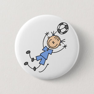 Blauer Mädchen-Fußball-Spieler-Knopf Button
