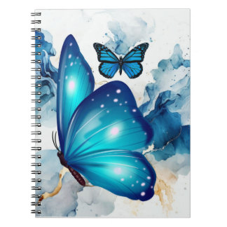 Blauer magischer Wasserfarbenschmetterling Notizblock