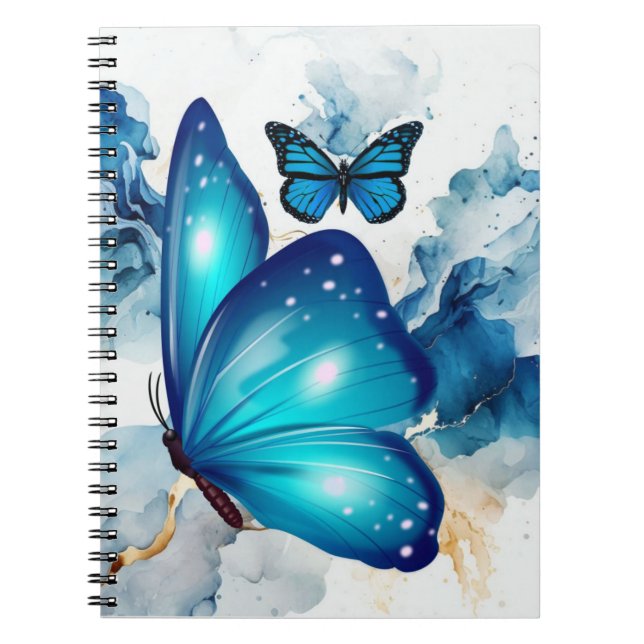 Blauer magischer Wasserfarbenschmetterling  Notizblock (Vorderseite)