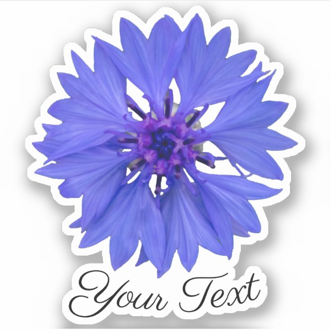 Blauer Maisblütenblätter und violette Briefmarke i Aufkleber (Vorderseite)