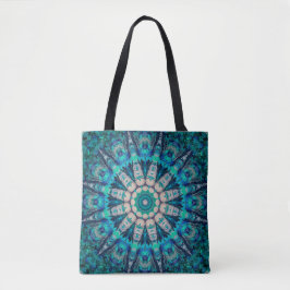Blauer Mandala ganz vorbei - drucken Sie Tasche
