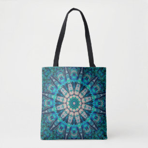 Blauer Mandala ganz vorbei - drucken Sie Tasche