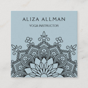 Blauer Mandala-Yoga-Pastelllehrer Quadratische Visitenkarte
