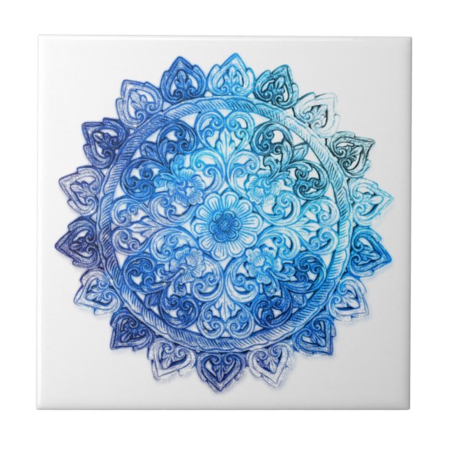 Blauer Mandela Fliese (Vorderseite)