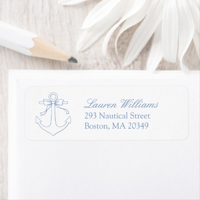Blauer maritimer Anker-Bogen Elegante Rücksendeadr (Insitu)