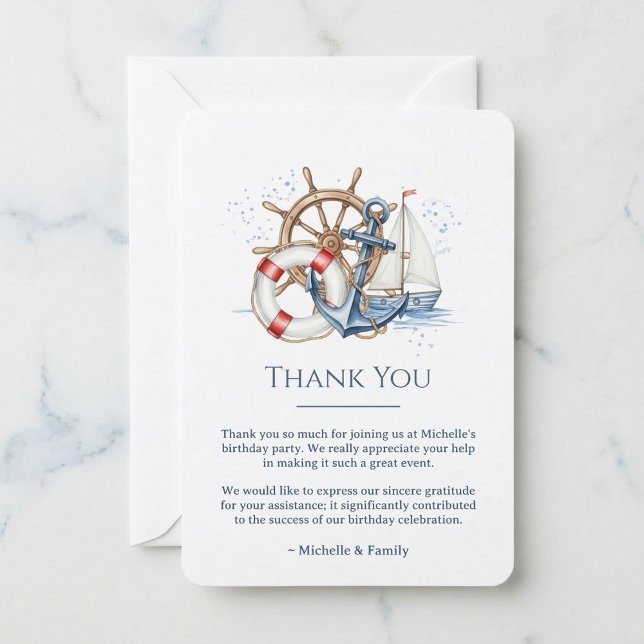 Blauer Maritimer Anker Geburtstag Dankeskarte (Sailors say thanks.)