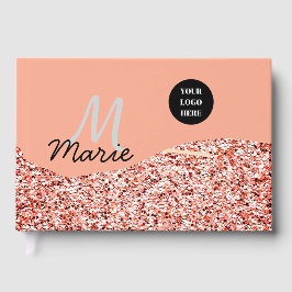 Blauer Marker Logo-Text hinzufügen Dank Rabatt Gästebuch