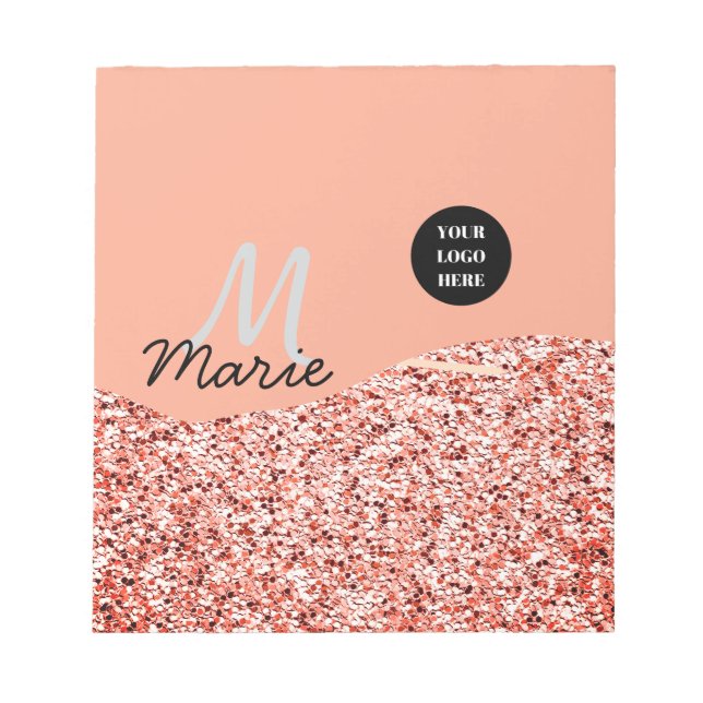 Blauer Marker Logo-Text hinzufügen Dank Rabatt Notizblock (Vorderseite)