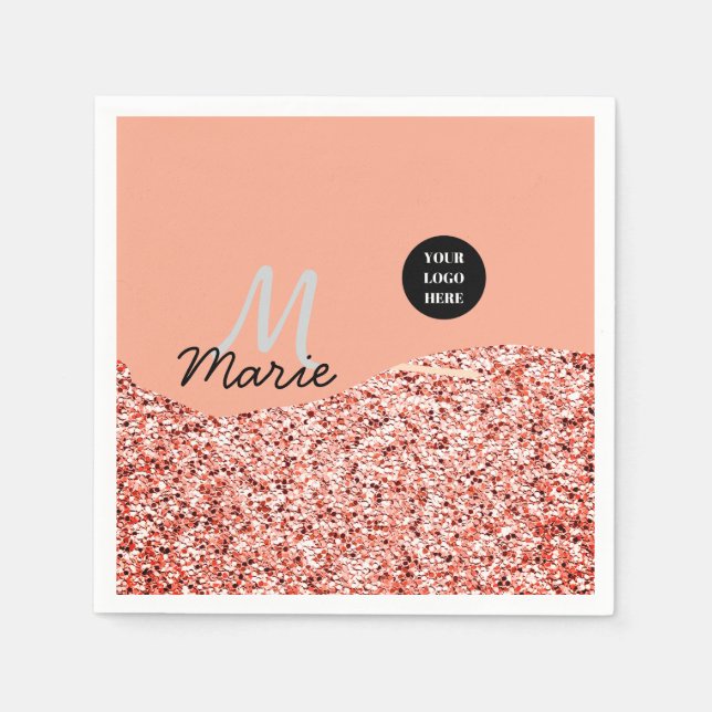 Blauer Marker Logo-Text hinzufügen Dank Rabatt Serviette (Vorderseite)