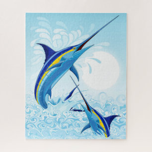 Blauer Marlin springt aus dem Ozean