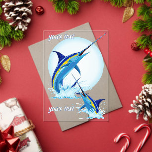 Blauer Marlin springt aus dem Ozean Acryleinladungen