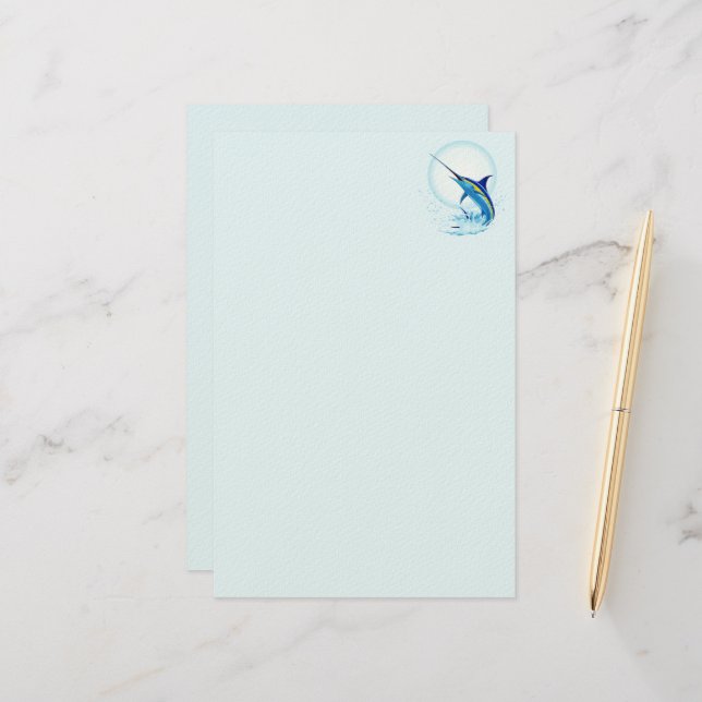 Blauer Marlin springt aus dem Ozean Briefpapier (Vorderseite/Rückseite Beispiel)