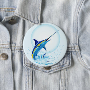 Blauer Marlin springt aus dem Ozean Button
