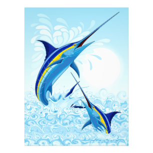 Blauer Marlin springt aus dem Ozean Fotodruck