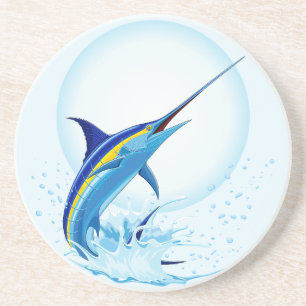 Blauer Marlin springt aus dem Ozean Getränkeuntersetzer